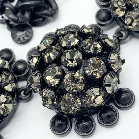 J. Crew Gray Crystal Clusters Matte Black Chain Necklace - Picture 3 of 4